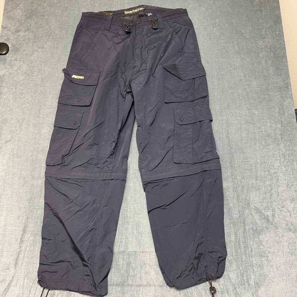Impaq Future Tech Wear Convertible Cargo Pants Mens 38 Navy Blue Drawcord Hem